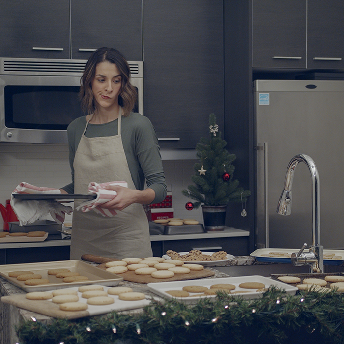woman baking Christmas cookies
