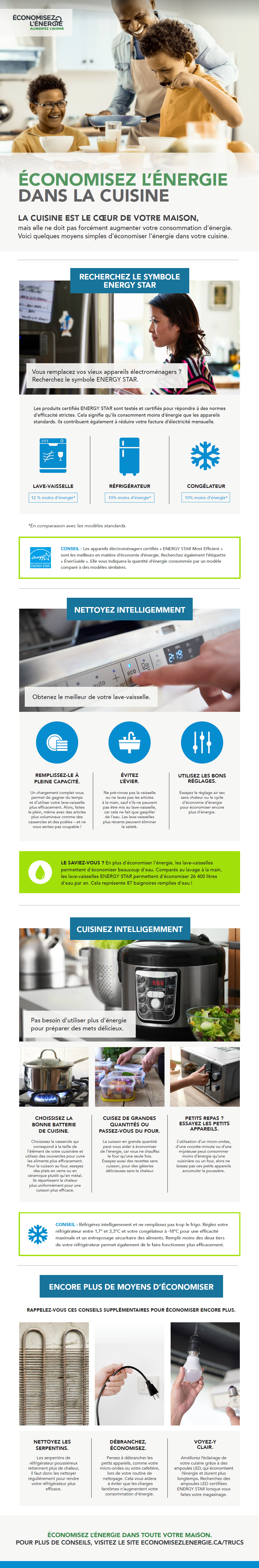 French infographic showing ways to save energy in the kitchen